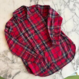 JOULES Lorena Check Red Boyfriend Flannel 100% Cotton
